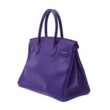 Hermes Hermes Burkin 30 Crocus (Purple) Silver Fittings □ P Engraved (around 2012) Women's Voepson Handbags A rank used Silgrin