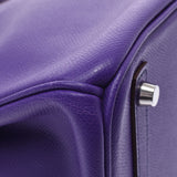 Hermes Hermes Burkin 30 Crocus (Purple) Silver Fittings □ P Engraved (around 2012) Women's Voepson Handbags A rank used Silgrin