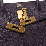 Hermes Hermes Burkin 35 Leysin (Dark Purple) Gold Bracket □ P Engraved (around 2012) Unisex Togo Handbag A rank used Silgrin