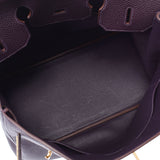 Hermes Hermes Burkin 35 Leysin (Dark Purple) Gold Bracket □ P Engraved (around 2012) Unisex Togo Handbag A rank used Silgrin