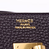 Hermes Hermes Burkin 35 Leysin (Dark Purple) Gold Bracket □ P Engraved (around 2012) Unisex Togo Handbag A rank used Silgrin