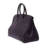 Hermes Hermes Burkin 35 Leysin (Dark Purple) Gold Bracket □ P Engraved (around 2012) Unisex Togo Handbag A rank used Silgrin