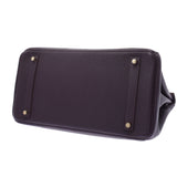Hermes Hermes Burkin 35 Leysin (Dark Purple) Gold Bracket □ P Engraved (around 2012) Unisex Togo Handbag A rank used Silgrin