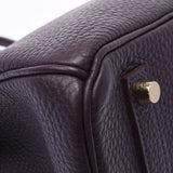 Hermes Hermes Burkin 35 Leysin (Dark Purple) Gold Bracket □ P Engraved (around 2012) Unisex Togo Handbag A rank used Silgrin
