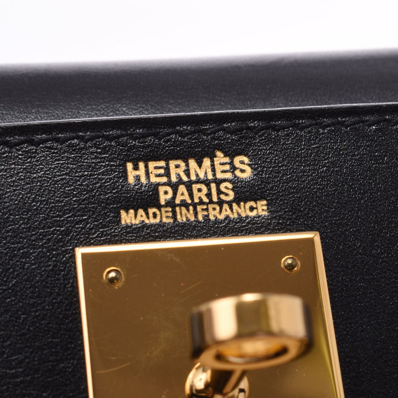 HERMES エルメス ケリー 32 外縫い 2WAY 黒 ゴールド金具 □I刻印(2005年頃) レディース BOXカーフ ハンドバッグ Aランク 中古 銀蔵