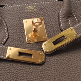Hermes Hermes Burkin 30 Ethoup Gold Bracket C Engraved (around 2018) Ladies Togo Handbag Unused Silgrin