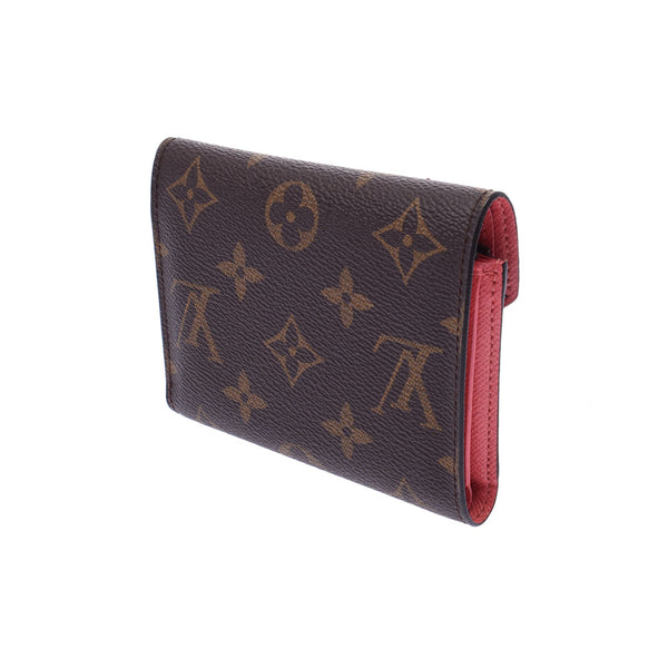 LOUIS VUITTON ルイヴィトン モノグラム ポルトフォイユ ヴィクトリーヌ バード ブラウン/ピンク M61707 ユニセックス 三つ折り財布 Aランク 中古 銀蔵