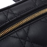Christian DIOR Christian Dior Micro Vanity Lady Dior 2way Black Gold Bracket Ladies Ram Skin Handbag A Rank used Ginzo