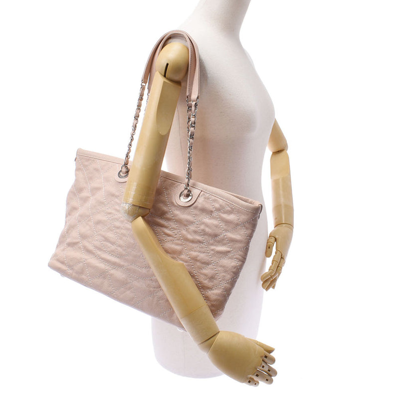 Chanel Chanel Matrasse On-the-lard Beige Silver Fittings Ladies Soft Caviar Skin Tote Bag AB Rank Used Silgrin