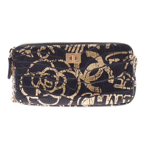 Chanel Chanel Chain Clutch Cameria Logo Black / Gold Gold Bracket Women's Curf Chain Wallet A-Rank Used Silgrin
