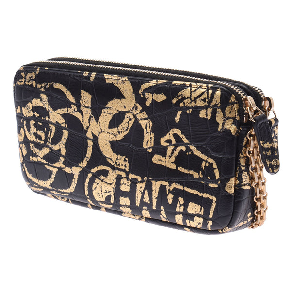 Chanel Chanel Chain Clutch Cameria Logo Black / Gold Gold Bracket Women's Curf Chain Wallet A-Rank Used Silgrin