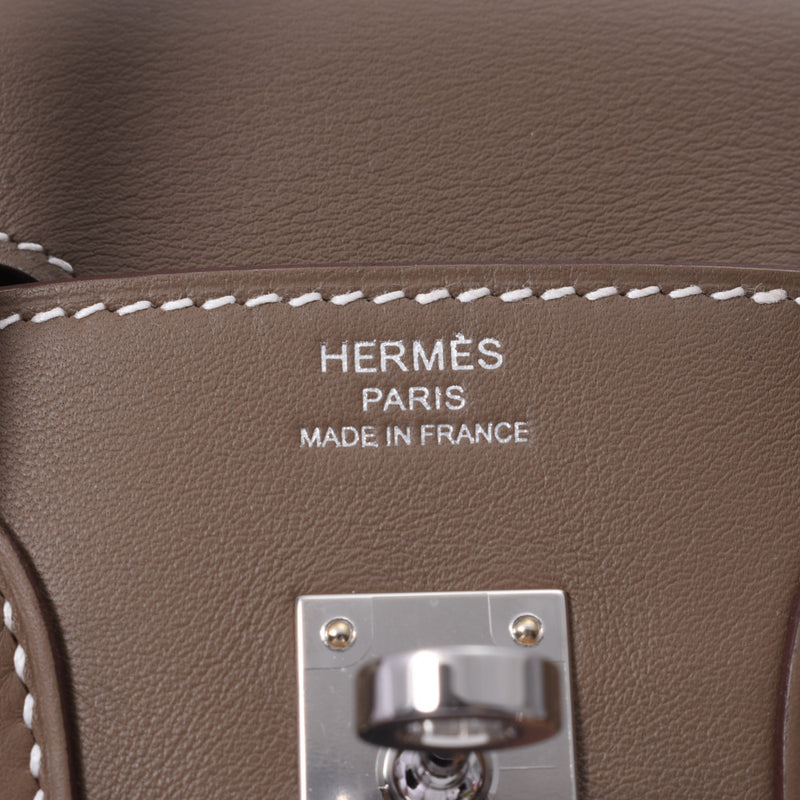 Hermes Hermes Burkin 25群体（杂音系统）Silver Glocky Y刻（大约2020年）女性的WOSFFFT手提包未使用的Silgrin