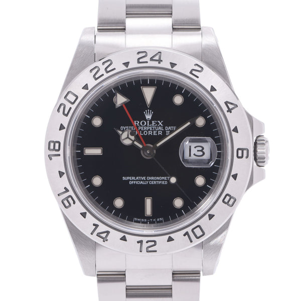 ROLEX Rolex Explorer 2 Tritium EX2 16570 Men's SS Watch Automatic Black Dial A Rank Used Ginzo