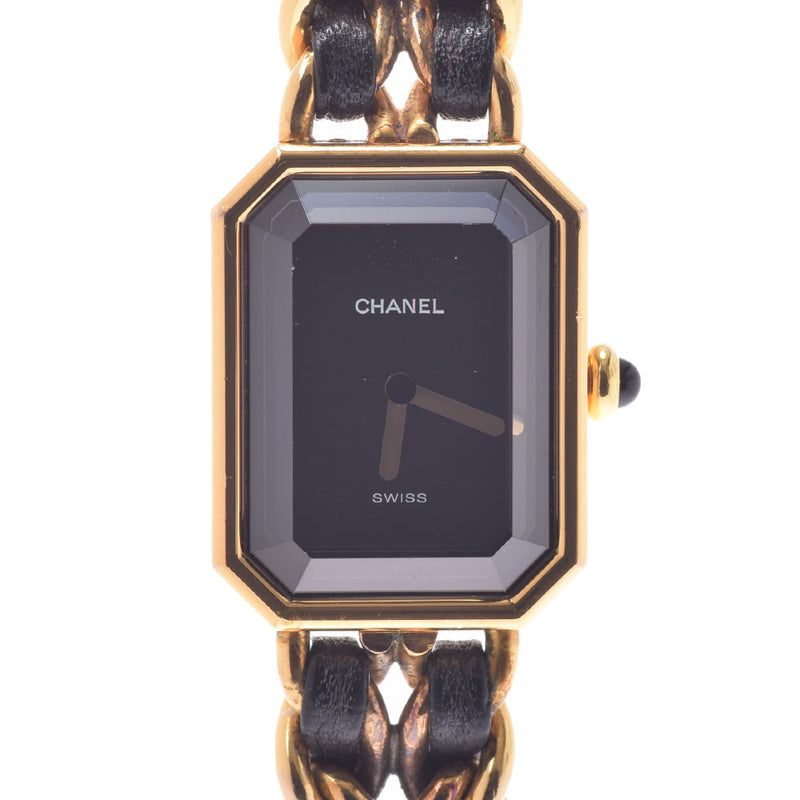香奈儿香奈儿（Chanel Chanel Chanel）首映尺寸L女士GP/皮革手表石英黑色表盘AB级使用Ginzo