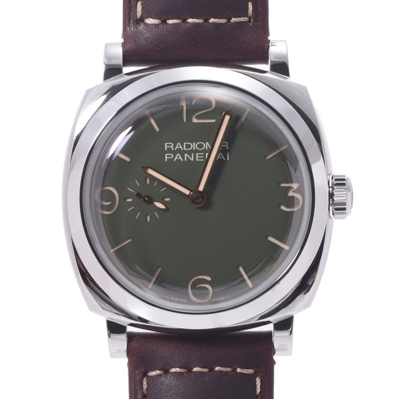 Officine Panerai Officeene Panerai无线电餐45mm Boutique Limited PAM00995男士SS /皮革手表自动伤口绿色桌A级使用SILGRIN