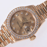 ROLEX Rolex Date Just 10p Diamond Bezel Diamond 69138G Ladies YG Watch Automatic Champagne Dial A Rank used Ginzo