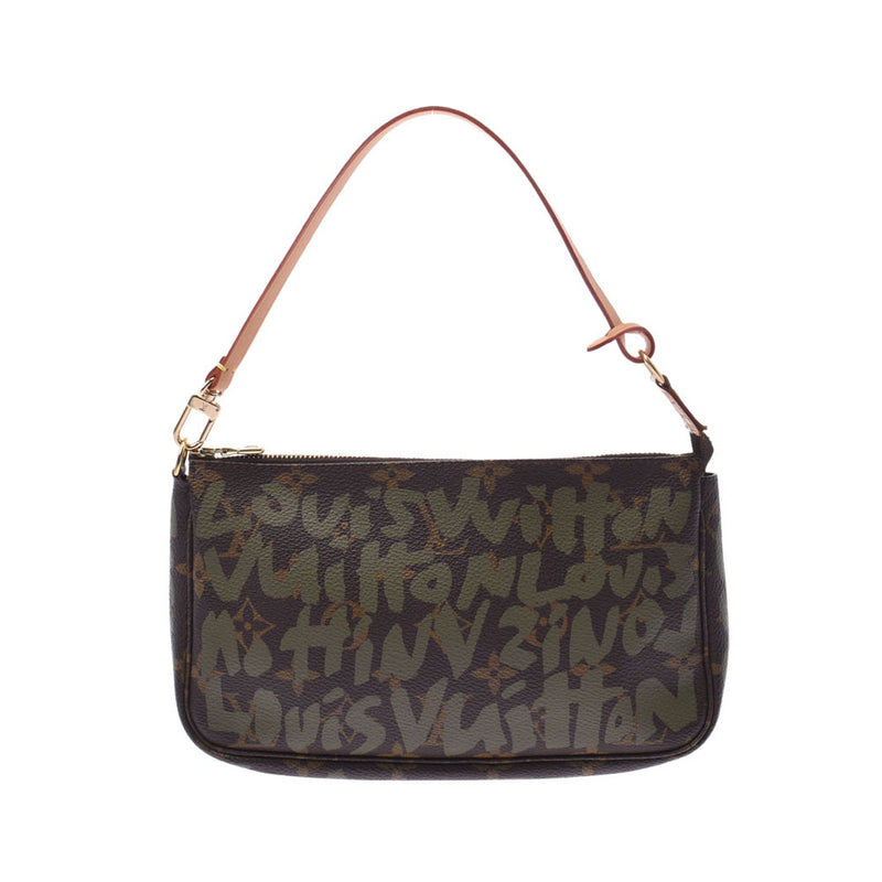 Louis Vuitton Louis Vuitton Monogram Graffiti Khaki M92191女性的Monogram Canvas配件袋B等级使用Silgrin