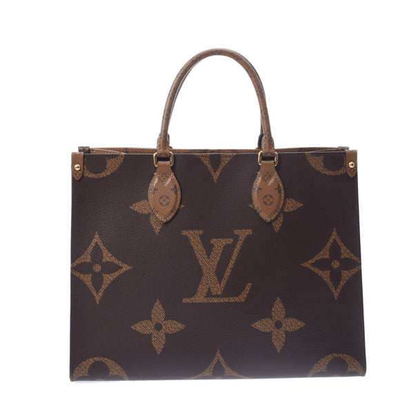 Louis Vuitton Monogram reverse on the go mm2way brown m45321 Unisex Monogram canvas tote bag NEW