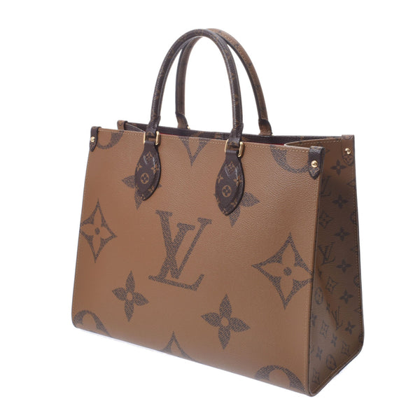 Louis Vuitton Monogram reverse on the go mm2way brown m45321 Unisex Monogram canvas tote bag NEW