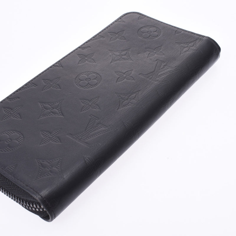 Louis Vuitton Louis Vuitton Monogram Shadow Zippy Wallet Vertical Black M62902 Men's Leather Long Wallet AB Rank Used Sinkjo
