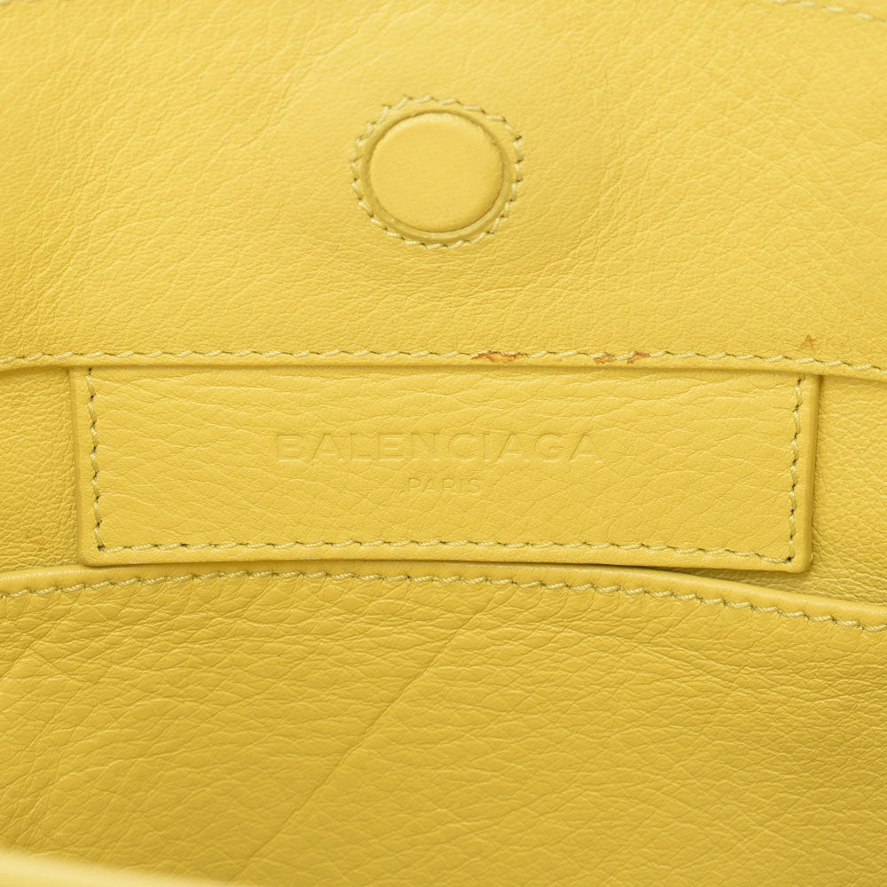 バレンシアガザ ペーパーミニ 2WAYバッグ 黄 レディース カーフ