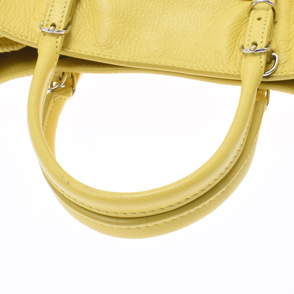 リーフムーン バレンシアガザ ペーパーミニ 2WAYバッグ 黄 レディース カーフ