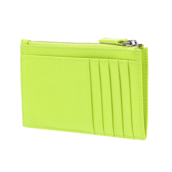 BALENCIAGA Valenciaga Flagment Case Card Holder Fluorescent Yellow 527545 Unisex Calf Coin Case New Used Ginzo