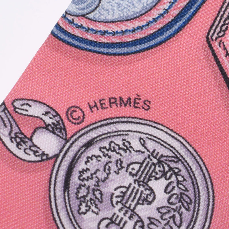 Hermes Hermes Twilley Old Tag Medal / Fringe Pattern Pink Women Silk 100% Scarf B Rank Used Silgrin