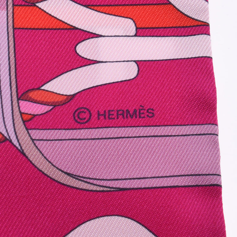 Hermes Hermes Twilley New Tag Horse Riding Organization / Panoplie Equestre Pink Purple Ladies Silk 100% Scarf A-Rank Used Silk