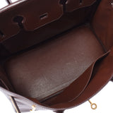 Hermes Hermes Burkin 35 Chocolate (Dark Brown) Gold Brown □ F Steel (around 2002) Unisex Aldenne Handbags AB Rank Used Sinkjo