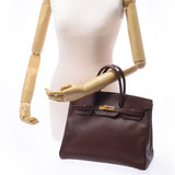 Hermes Hermes Burkin 35 Chocolate (Dark Brown) Gold Brown □ F Steel (around 2002) Unisex Aldenne Handbags AB Rank Used Sinkjo