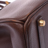 Hermes Hermes Burkin 35 Chocolate (Dark Brown) Gold Brown □ F Steel (around 2002) Unisex Aldenne Handbags AB Rank Used Sinkjo