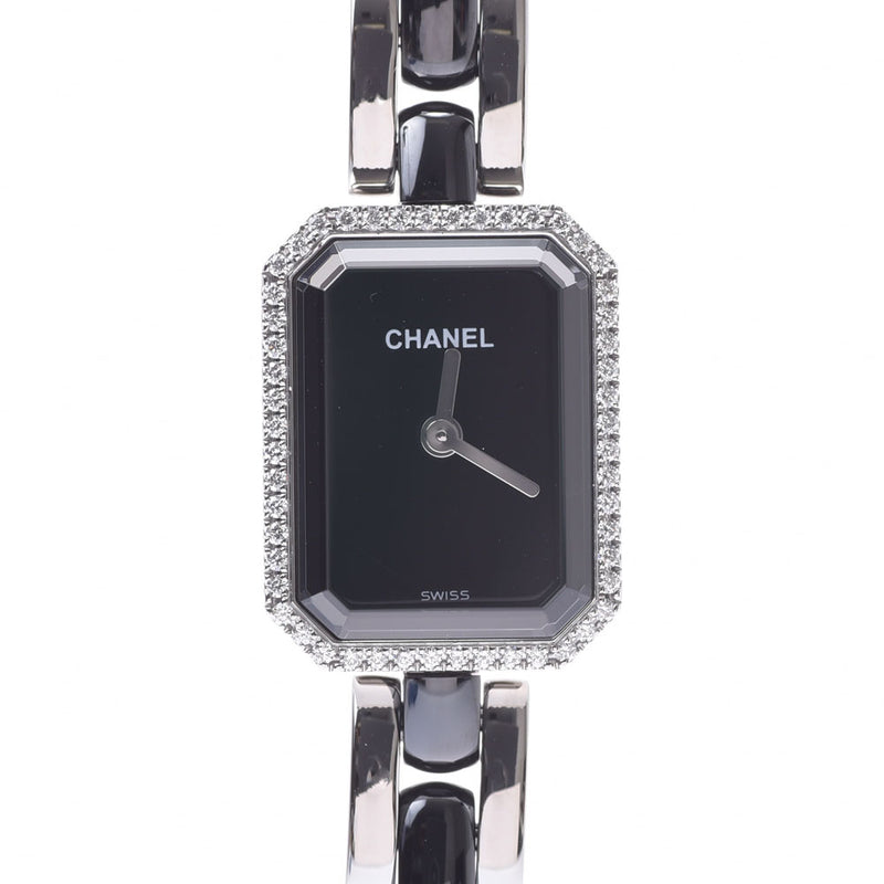 CHANEL Premiere Bezel Diamond H2163 Ladies SS/Black Ceramic Watch Quartz Black Dial A Rank Used Ginzo