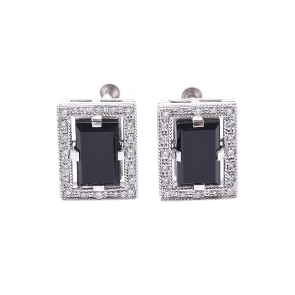 CELINE Celine Square Ladies K18YG/Blackcarcedony Earrings A Rank used Ginzo