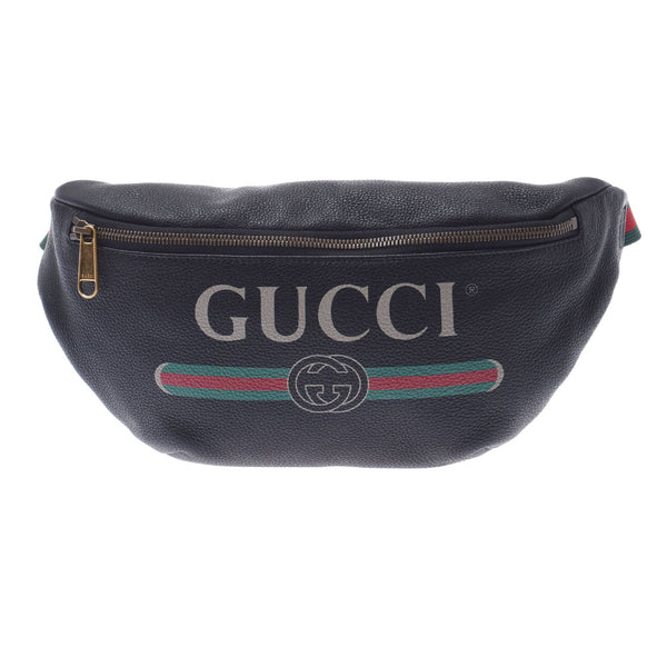 Gucci Gucci皮带包Gucci印花黑色530412男女皆宜的Calaf Body Bag A-Rank使用水池