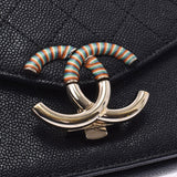 Chanel Chanel Matrasse链单肩包黑金支架女士鱼子酱2way袋AB排名使用Silgrin