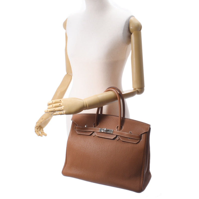 Hermes Hermes Burkin 35 Gold Gold Bracket □ K-engraved (around 2007) Unisex Togo Handbags AB Rank Used Sinkjo