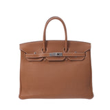 Hermes Hermes Burkin 35 Gold Gold Bracket □ K-engraved (around 2007) Unisex Togo Handbags AB Rank Used Sinkjo
