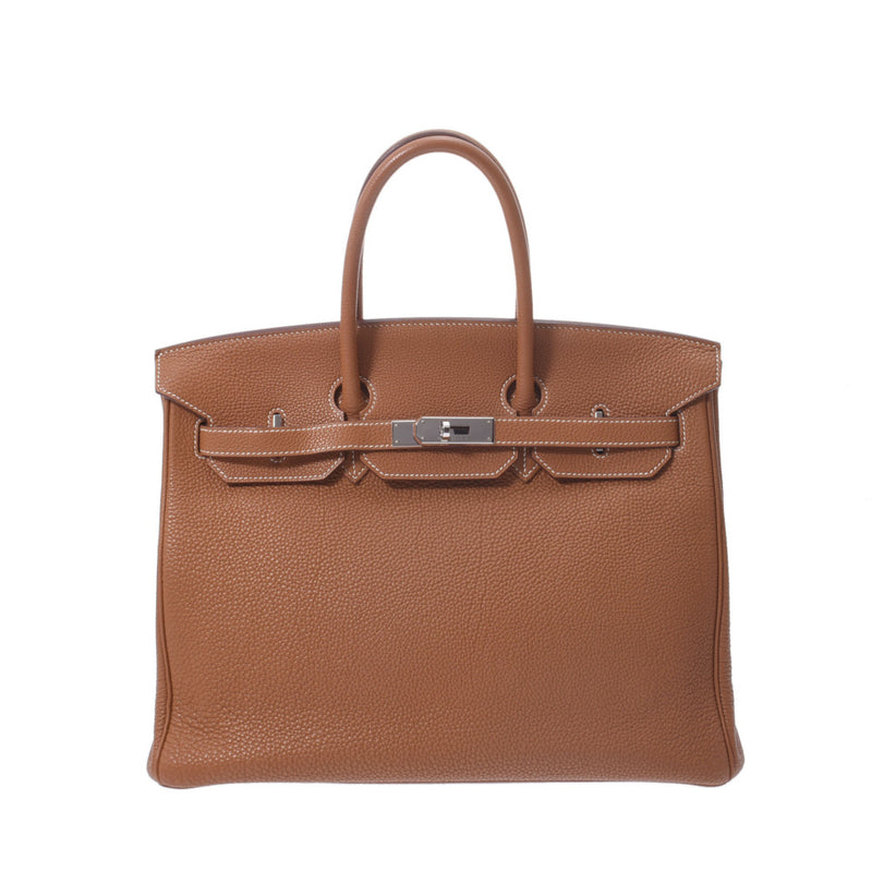 Hermes Hermes Burkin 35 Gold Gold Bracket □ K-engraved (around 2007) Unisex Togo Handbags AB Rank Used Sinkjo