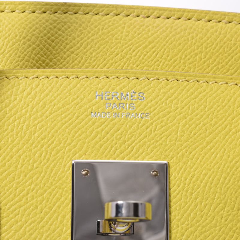 Hermes Hermes Burkin 30 Lime Silver Bracket D Engraved (around 2019) Women's Voepson Handbags AB Rank Used Sinkjo