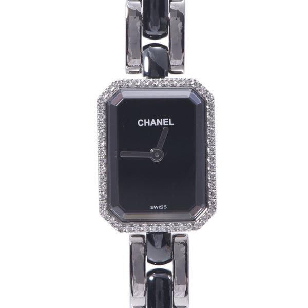 CHANEL Premiere Bezel Diamond H2163 Ladies SS/Black Ceramic Watch Quartz Black Dial A Rank Used Ginzo