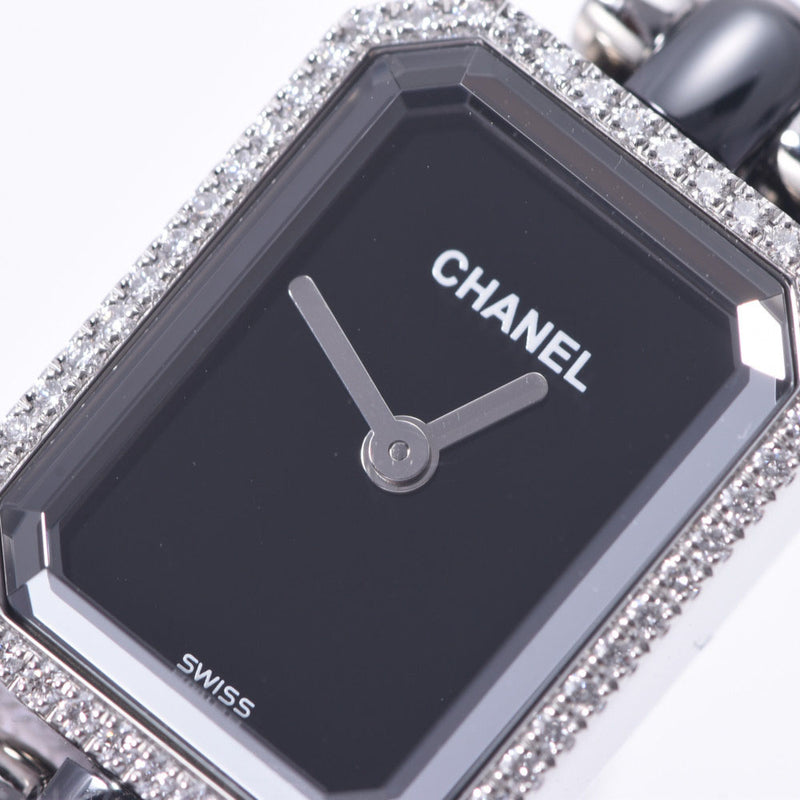 CHANEL Premiere Bezel Diamond H2163 Ladies SS/Black Ceramic Watch Quartz Black Dial A Rank Used Ginzo