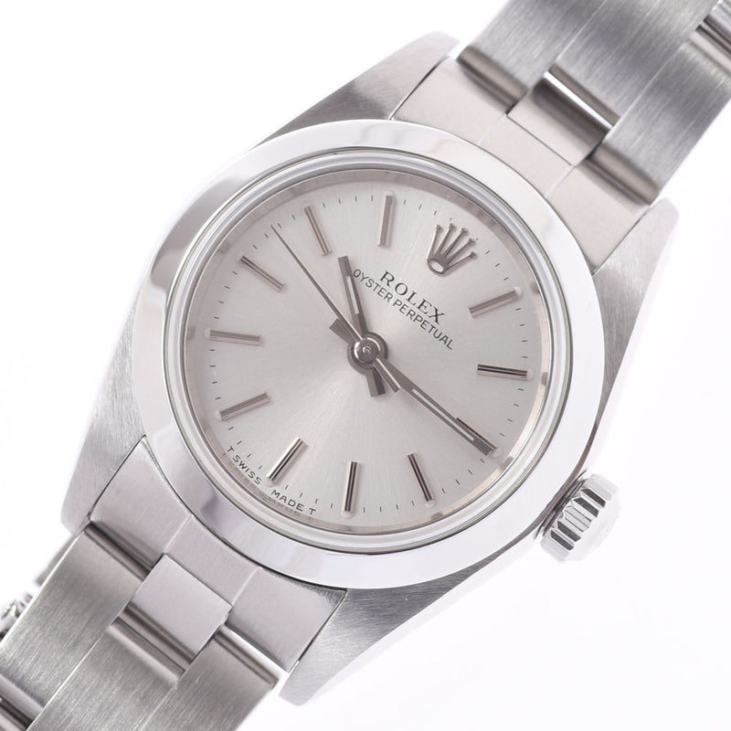 ROLEX Rolex Oyster Purpetur 76080 Ladies SS Watch Automatic Silver Dial A Rank Used Ginzo