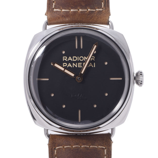 OFFICINE PANERAI Officene Panerai Radio Meal 3 Days PAM00425 Men's SS/Leather Watch Hand -rolled Black Dial A Rank used Ginzo
