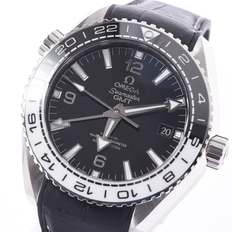 OMEGA Omega Seamaster Planet Ocean GMT Black / White Bedzel 215.33.44.22.01.001 Men's SS / Rubber / Leather Watch Automatic Black Table A-Rank Used Sinkjo