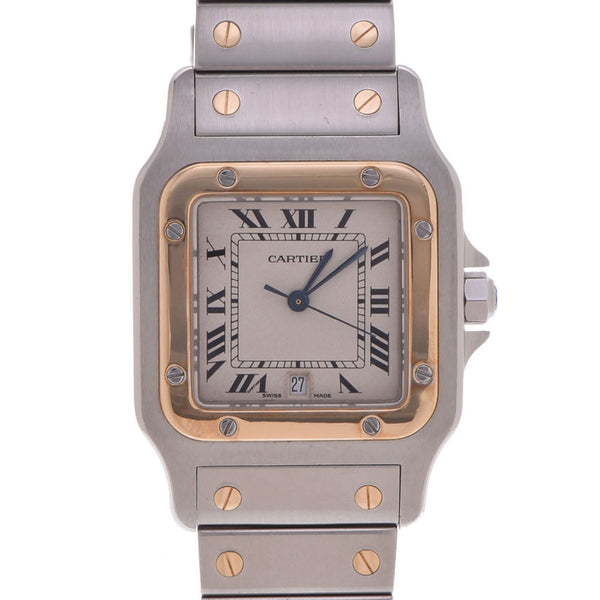 CARTIER カルティエ サントス ガルベLM W20011C4 メンズ SS/YG 腕時計 クオーツ 白文字盤 Aランク 中古 銀蔵