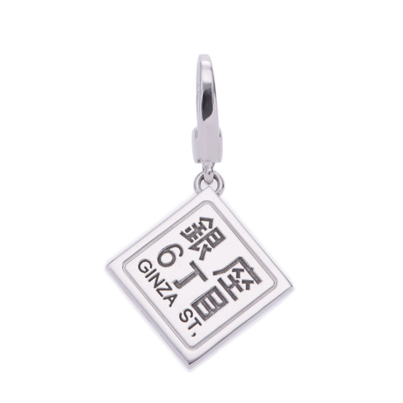 BVLGARI Bulgari Sijames Ginza 6 -chome Japan Limited Square Logo Unisex K18WG Charm A Rank used Ginzo