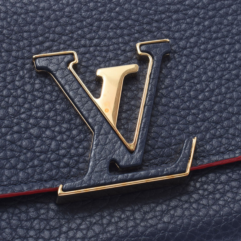 Louis Vuitton Louis Vuitton Portophyu Capsy Marine Rouge M63739 Women's Trailon Leather Long Wallet AB Rank Used Silgrin