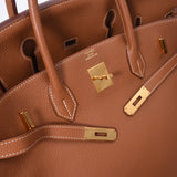 HERMES エルメス バーキン 40 ゴールド ゴールド金具 □O刻印(2011年頃)  ユニセックス トゴ ハンドバッグ Bランク 中古 銀蔵