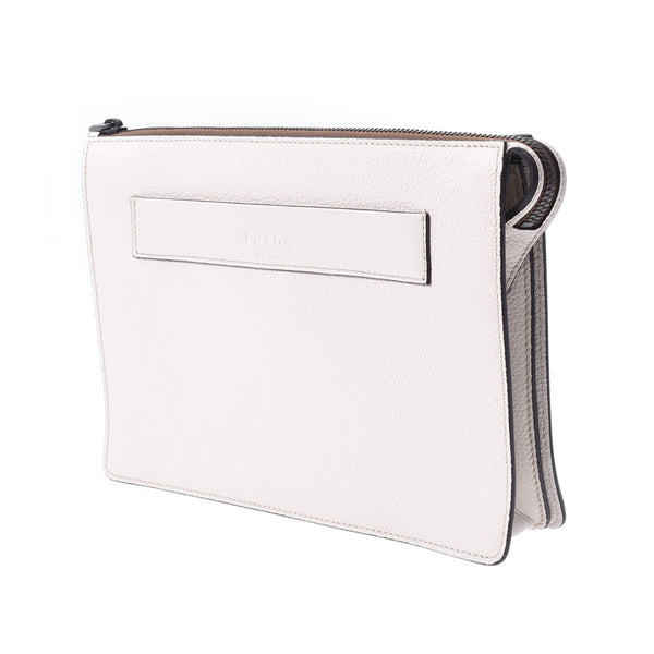 PRADA Prada White Unisex Curf Clutch Bag A Rank used Ginzo